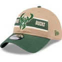 cappellino-curvo-marrone-e-verde-regolabile-9twenty-draft-2024-di-milwaukee-bucks-nba-di-new-era