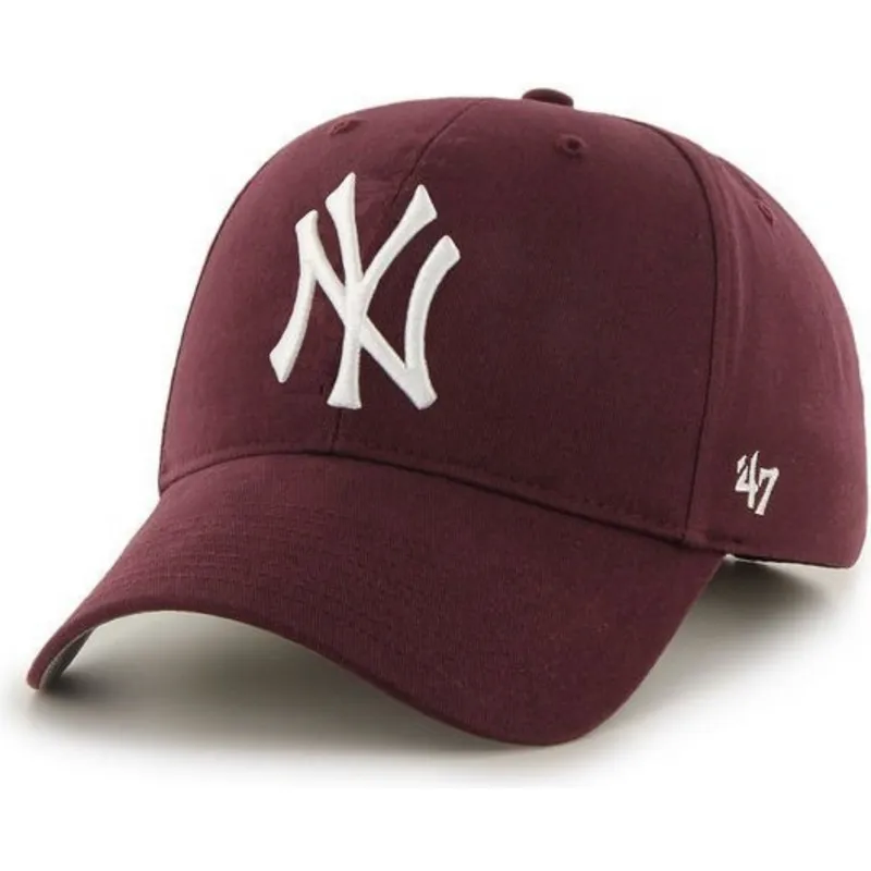 cappelli-curva-rosso-cinghia-regolabile-granate-dei-new-york-yankees-mlb-di-47-brand