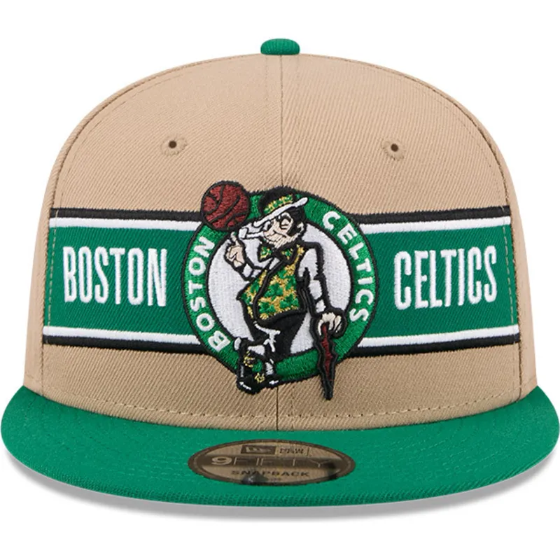 cappello-piatto-marrone-e-verde-snapback-9fifty-draft-2024-di-boston-celtics-nba-di-new-era
