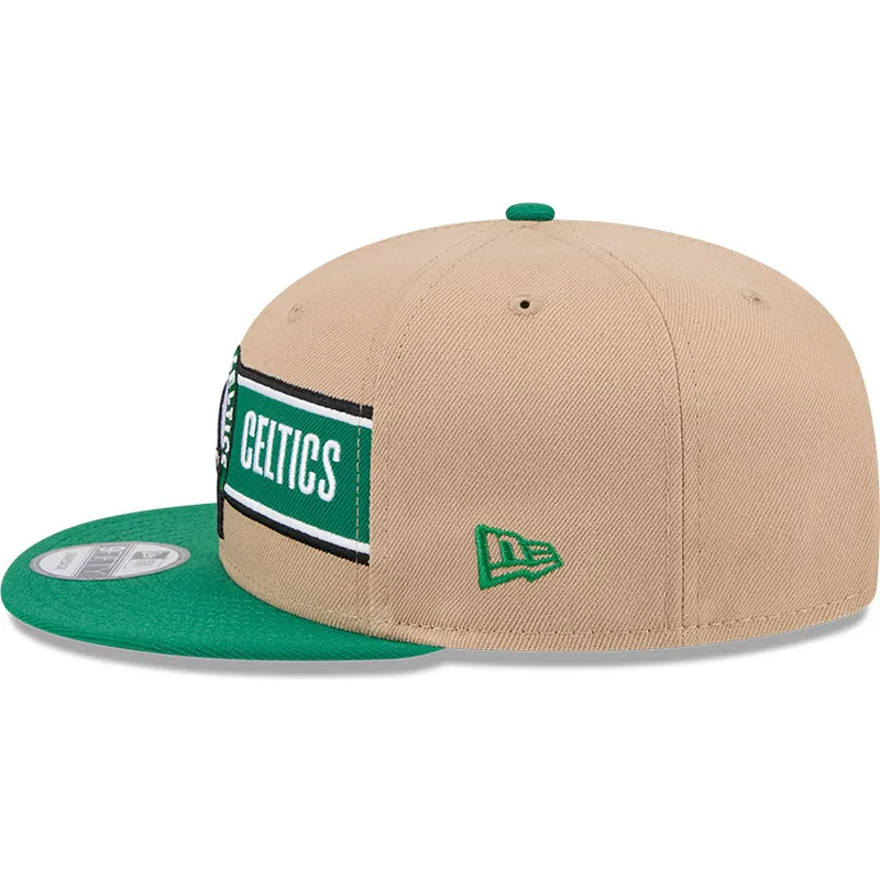 cappello-piatto-marrone-e-verde-snapback-9fifty-draft-2024-di-boston-celtics-nba-di-new-era