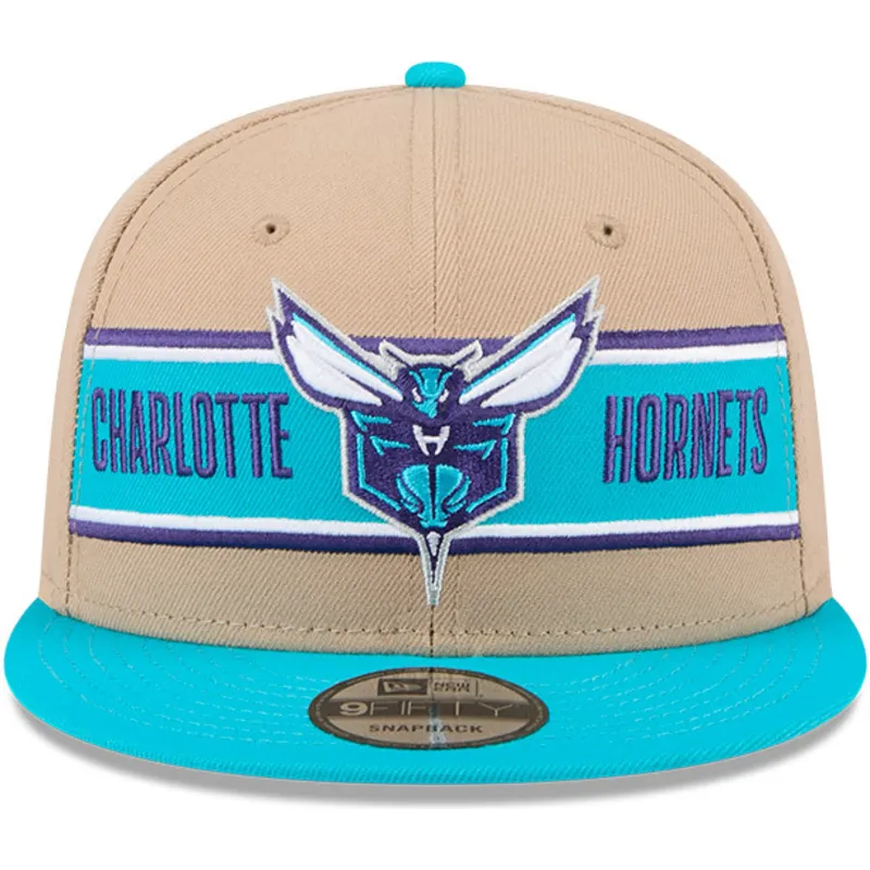 cappello-piatto-marrone-e-blu-snapback-9fifty-draft-2024-di-charlotte-hornets-nba-di-new-era