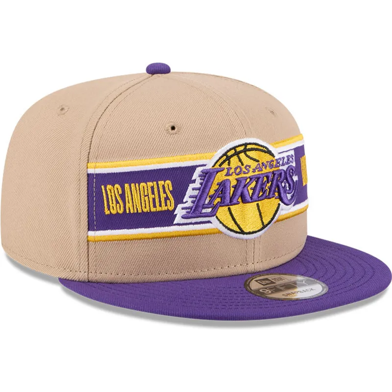 cappello-piatto-marrone-e-viola-snapback-9fifty-draft-2024-dei-los-angeles-lakers-nba-di-new-era