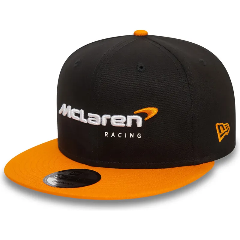 cappello-piatto-nero-e-arancione-snapback-9fifty-essentials-di-mclaren-racing-formula-1-di-new-era