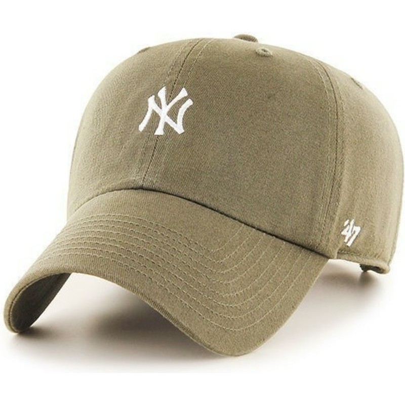 cappellino-visiera-curva-marrone-con-piccolo-logo-di-new-york-yankees-mlb-clean-up-di-47-brand