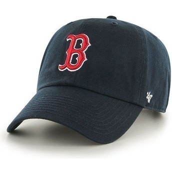 Cappellino visiera curva blu marino di Boston Red Sox MLB Clean Up di 47 Brand
