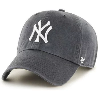 Cappellino visiera curva grigio scuro di New York Yankees MLB Clean Up di 47 Brand