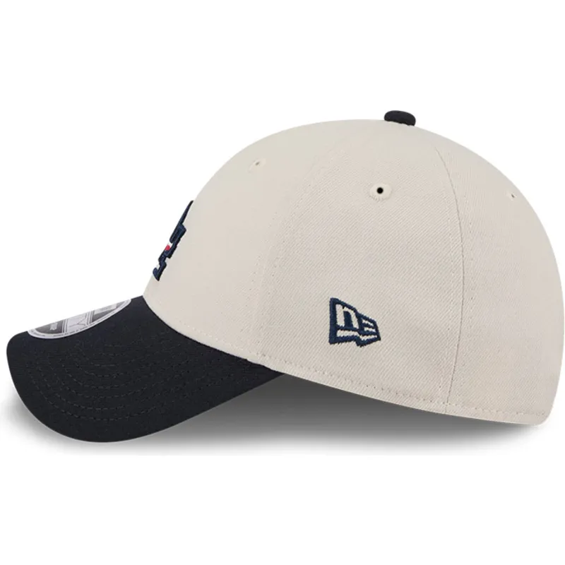 cappellino-curvo-beige-e-blu-marino-snapback-9forty-stretch-snap-4th-of-july-di-los-angeles-dodgers-mlb-di-new-era