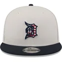 cappello-piatto-beige-e-blu-marino-snapback-9fifty-4th-of-july-di-detroit-tigers-mlb-di-new-era
