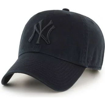 Cappellino visiera curva nero scuro con logo nero di New York Yankees MLB Clean Up di 47 Brand