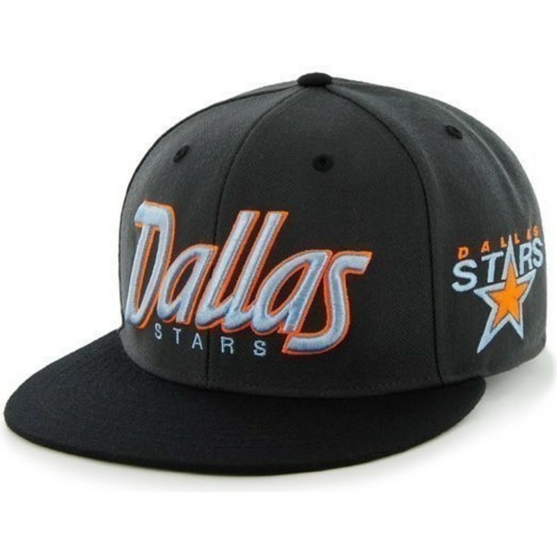 cappellino-visiera-piatta-nero-snapback-con-logo-lettere-di-dallas-stars-nhl-di-47-brand