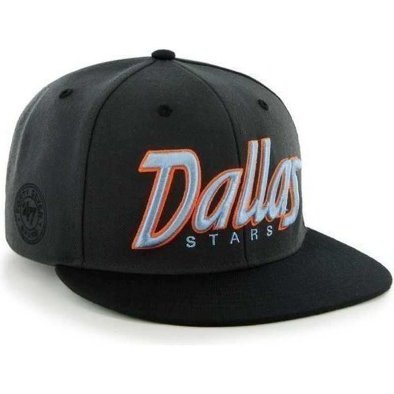 cappellino-visiera-piatta-nero-snapback-con-logo-lettere-di-dallas-stars-nhl-di-47-brand