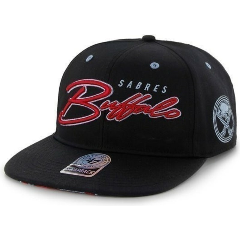 cappellino-visiera-piatta-nero-snapback-con-logo-lettere-di-buffalo-sabres-nhl-di-47-brand