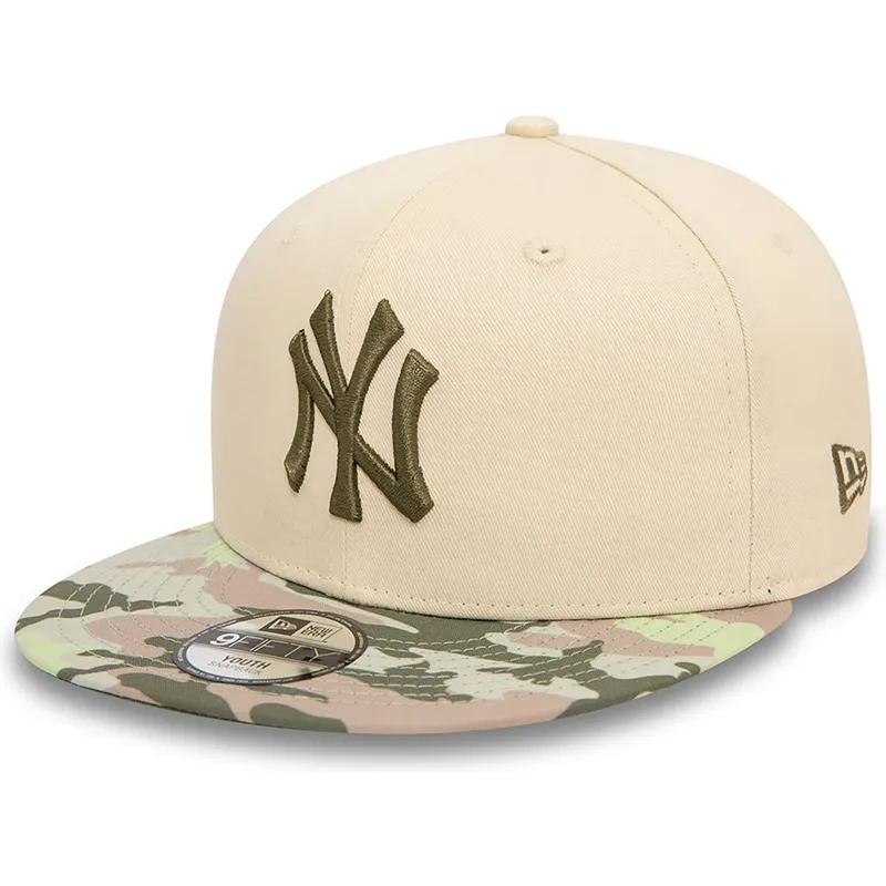 cappello-snapback-piatto-beige-con-logo-verde-per-bambino-9fifty-contrast-dei-new-york-yankees-mlb-di-new-era