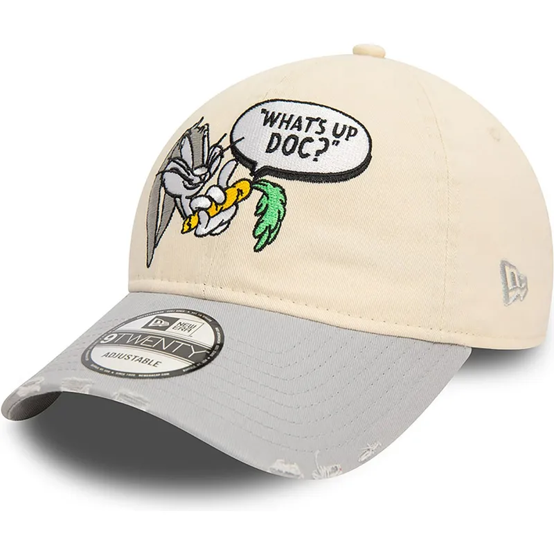 cappellino-beige-e-grigio-regolabile-9twenty-washed-di-bugs-bunny-looney-tunes-di-new-era