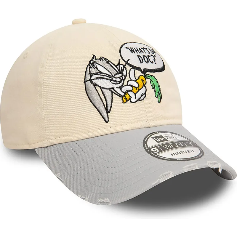 cappellino-beige-e-grigio-regolabile-9twenty-washed-di-bugs-bunny-looney-tunes-di-new-era