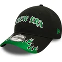 cappellino-curvo-nero-e-verde-regolabile-9twenty-race-flame-di-new-era