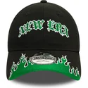 cappellino-curvo-nero-e-verde-regolabile-9twenty-race-flame-di-new-era
