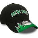 cappellino-curvo-nero-e-verde-regolabile-9twenty-race-flame-di-new-era