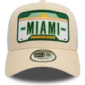 cappelli-curva-beige-snapback-a-frame-license-plate-dei-miami-ciudades-y-playas-di-new-era