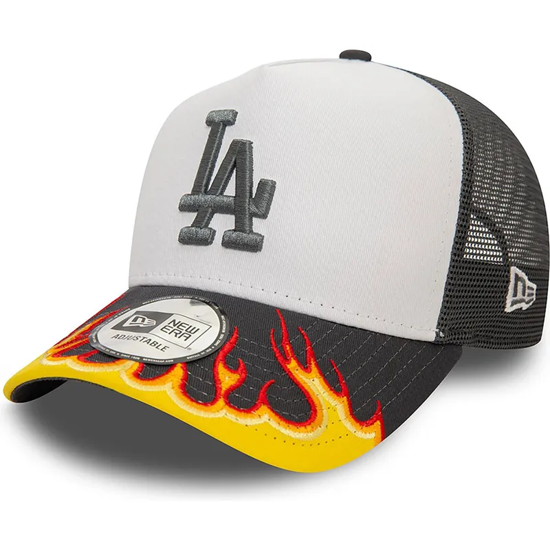 cappellino-trucker-bianco-e-grigio-a-frame-flame-dei-los-angeles-dodgers-mlb-di-new-era