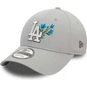cappelli-curva-grigio-cinghia-regolabile-9forty-flower-icon-dei-los-angeles-dodgers-mlb-di-new-era