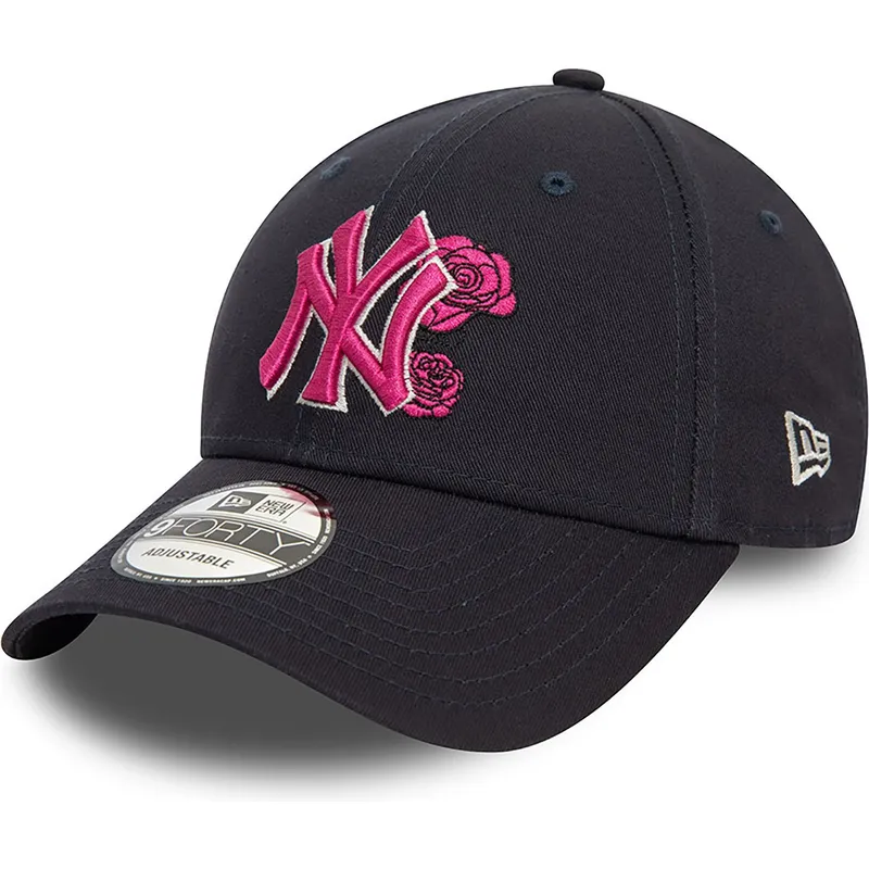cappellino-curvo-blu-marino-regolabile-con-logo-rosa-9forty-flower-icon-dei-new-york-yankees-mlb-di-new-era