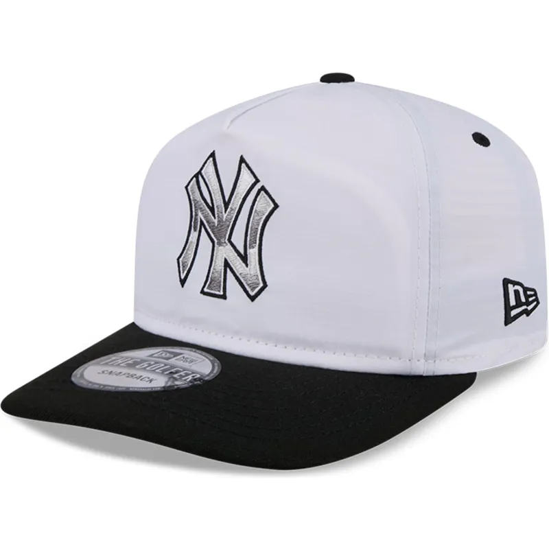 cappellino-curvo-bianco-e-nero-snapback-golfer-chrome-logo-di-new-york-yankees-mlb-di-new-era