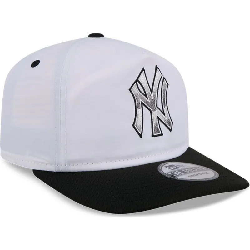 cappellino-curvo-bianco-e-nero-snapback-golfer-chrome-logo-di-new-york-yankees-mlb-di-new-era