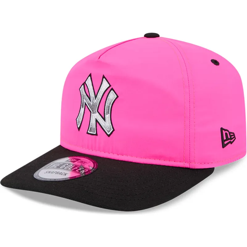 cappellino-curvo-rosa-e-nero-snapback-golfer-chrome-logo-dei-new-york-yankees-mlb-di-new-era