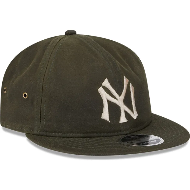 cappello-piatto-verde-regolabile-9fifty-waxed-canvas-dei-new-york-yankees-mlb-di-new-era