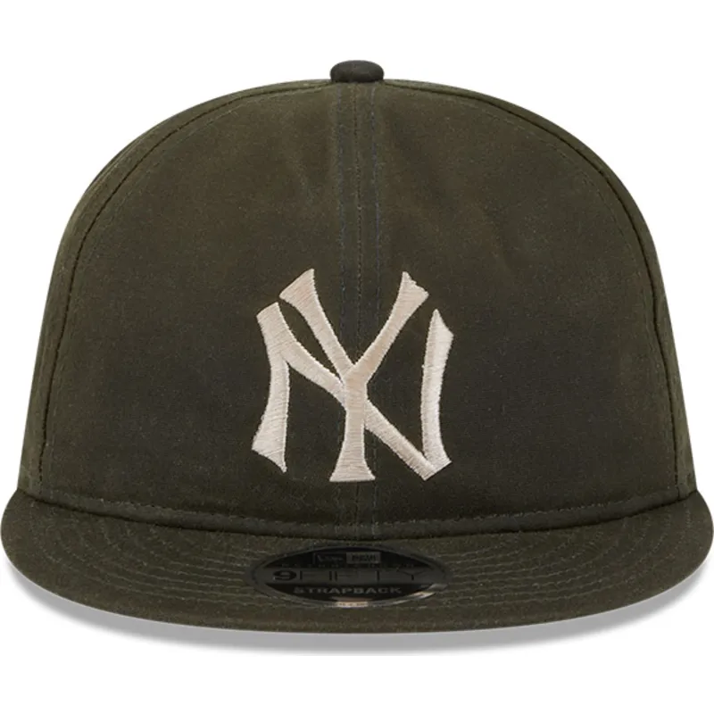 cappello-piatto-verde-regolabile-9fifty-waxed-canvas-dei-new-york-yankees-mlb-di-new-era
