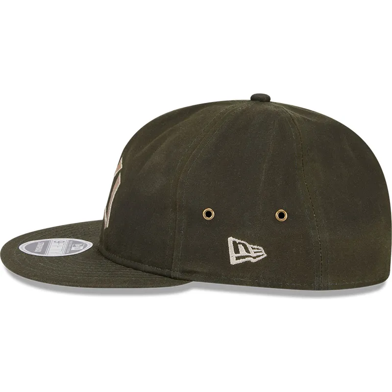 cappello-piatto-verde-regolabile-9fifty-waxed-canvas-dei-new-york-yankees-mlb-di-new-era