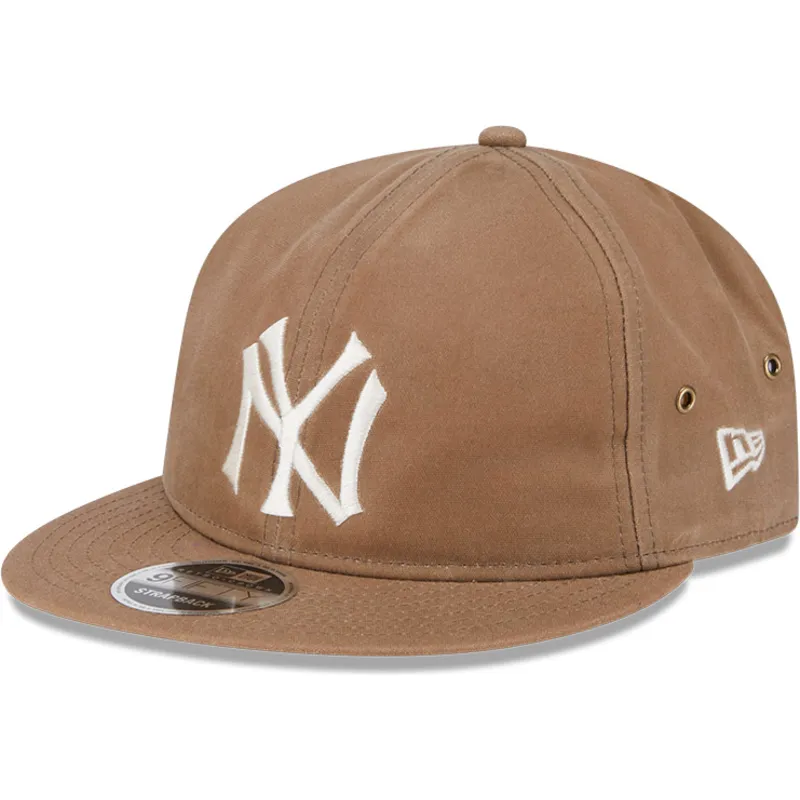 cappello-piatto-marrone-regolabile-9fifty-waxed-canvas-dei-new-york-yankees-mlb-di-new-era
