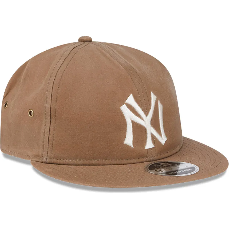 cappello-piatto-marrone-regolabile-9fifty-waxed-canvas-dei-new-york-yankees-mlb-di-new-era