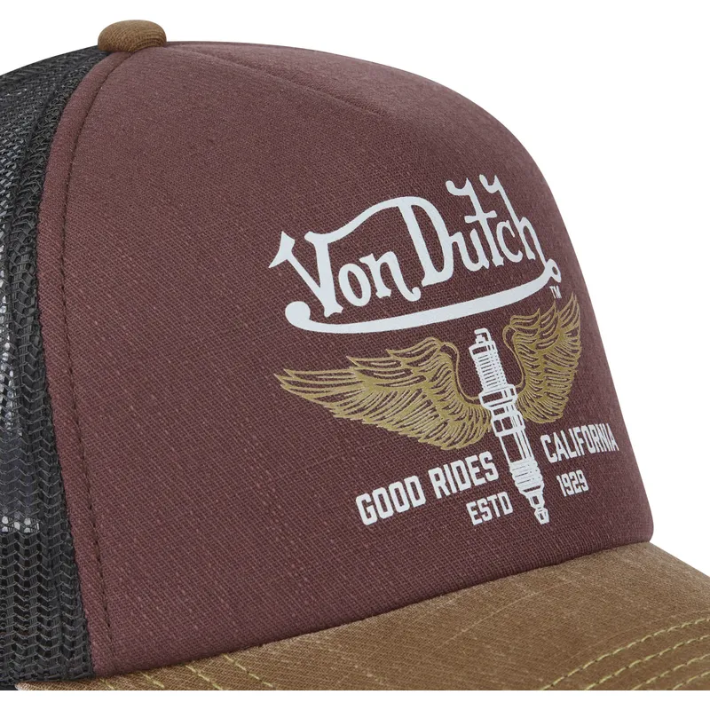 cappellino-trucker-granata-nero-e-marrone-crew18-di-von-dutch