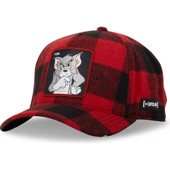 Cappellino snapback rosso e nero con visiera curva Tom TAJ5 TJ6 Looney Tunes di Capslab
