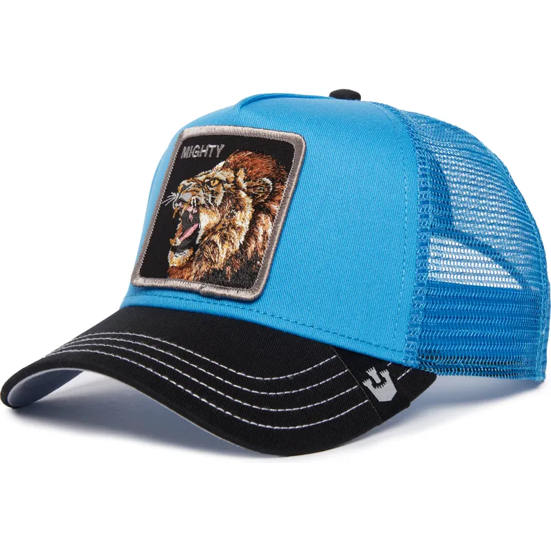 cappellino-trucker-blu-e-nero-leone-mighty-lion-fan-the-farm-di-goorin-bros