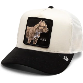 cappello-trucker-beige-e-nero-con-pitbull-flex-the-suede-pitbull-the-farm-di-goorin-bros