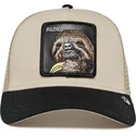 gorra-trucker-beige-e-nera-perezoso-the-faded-sloth-eco-brutalism-the-farm-di-goorin-bros