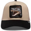 gorra-trucker-beige-e-nera-serpente-the-vicious-snake-eco-brutalism-the-farm-di-goorin-bros