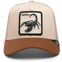cappellino-trucker-beige-e-marrone-scorpione-deadly-the-deadliest-scorpion-eco-brutalism-the-farm-di-goorin-bros