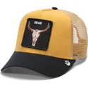gorra-trucker-gialla-e-nera-bue-the-dead-skull-eco-brutalism-the-farm-di-goorin-bros