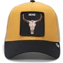 gorra-trucker-gialla-e-nera-bue-the-dead-skull-eco-brutalism-the-farm-di-goorin-bros