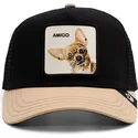 cappellino-trucker-nero-e-beige-cane-chihuahua-the-amigo-eco-brutalism-the-farm-di-goorin-bros