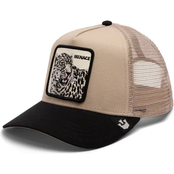 gorra-trucker-beige-e-nera-leopardo-menace-the-snow-leopard-big-cats-the-farm-di-goorin-bros