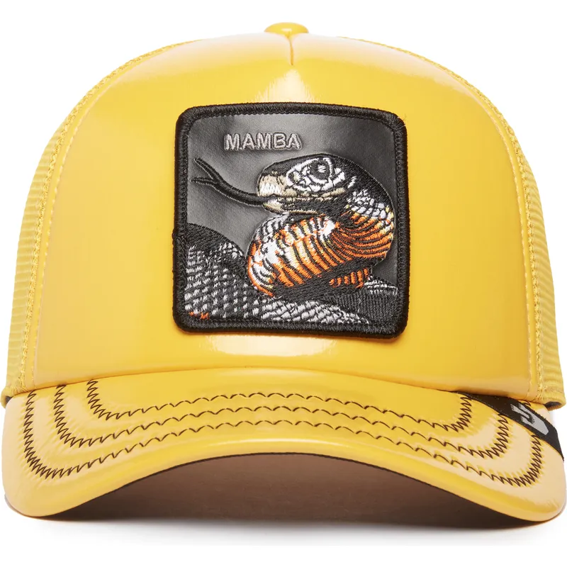 cappellino-trucker-giallo-serpente-mamba-mentality-puff-patent-the-farm-di-goorin-bros