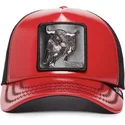 gorra-trucker-rossa-e-nera-toro-raging-pamplona-puff-patent-the-farm-di-goorin-bros