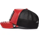 cappellino-trucker-rosso-e-nero-toro-raging-pamplona-puff-patent-the-farm-di-goorin-bros