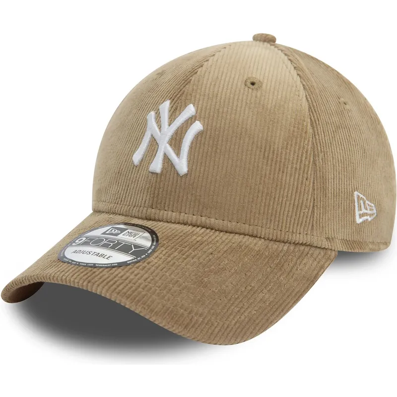 cappellino-con-visiera-curva-beige-regolabile-9forty-cord-di-new-york-yankees-mlb-di-new-era