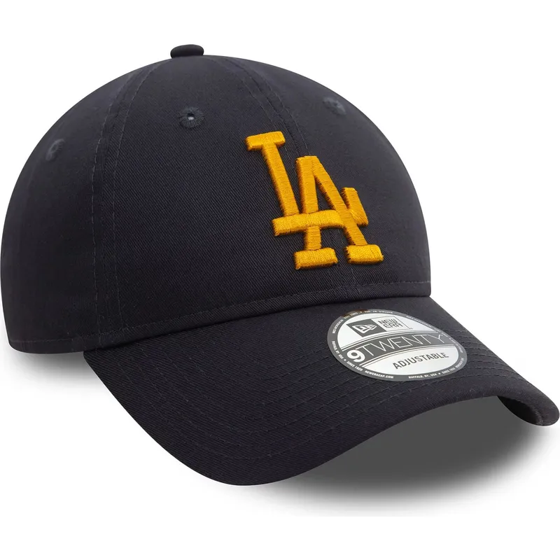 cappellino-visiera-curva-blu-marino-regolabile-con-logo-giallo-9twenty-league-essential-di-los-angeles-dodgers-mlb-di-new-era